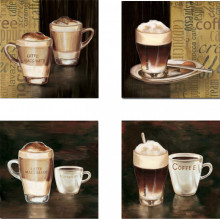Svet Kafe, 4 uramljene slike dimenzije 30x30 cm svaka