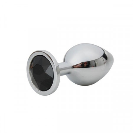 Mali metalni analni dildo sa crnim dijamantom | Size S