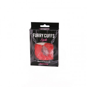Metalne lisice sa crvenim krznom | Red Furry Metal Cuffs