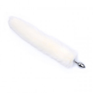 Metalni analni dildo sa belim repom | Metal Anal Plug White Tail