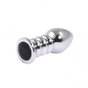 Metalni analni dildo sa crnim dijamantom 10cm | Size M