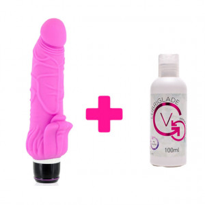 Rozi silikonski vibrator sa dodatkom za klitoris i Lubrikant | KOMBINUJ I UŠTEDI 59