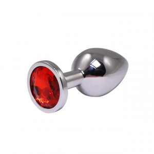 Srednji metalni analni dildo sa crvenim dijamantom | Size M