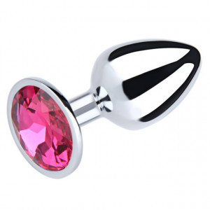 Veliki metalni analni dildo sa rozim dijamantom | Size L