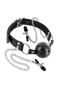 Kugla za usta i štipaljke | Ball Gag with Nipple Clamps