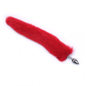 Metalni analni dildo sa crvenim repom | Metal Anal Plug Red Tail
