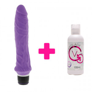 Ljubičasti realistični silikonski vibrator i Lubrikant | KOMBINUJ I UŠTEDI 62