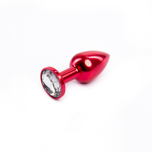 Mali crveni metalni analni dildo sa dijamantom | Size S