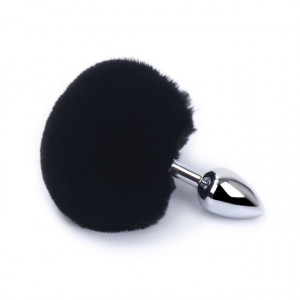 Metalni analni dildo sa crnim repićem | Metal Anal Plug Red Bunny Tail