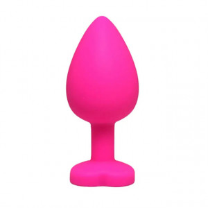 Mali rozi silikonski analni dildo srce sa dijamantom | Size S