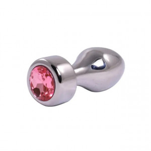 Metalni analni dildo sa rozim dijamantom 8cm | Size S