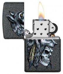 Зажигалка Zippo 29863 Wolf Skull Feather