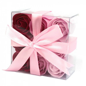 Set cadou 9 flori de sapun - Pink roses