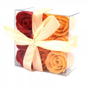 Set cadou 9 flori de sapun - Peach roses