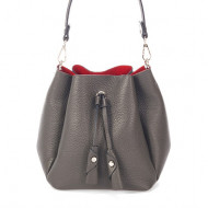 Geanta dama piele naturala Gri Bucket bag