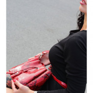 Geanta dama din piele naturala Rosie - Snake Print Bucket bag Sara by Giulia Massari