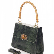 Poseta dama piele naturala Verde MiaVera Snake print