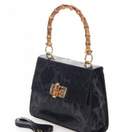 Geanta snake print piele naturala neagra MiaVera