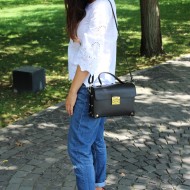 Geanta dama din piele naturala Neagra Office
