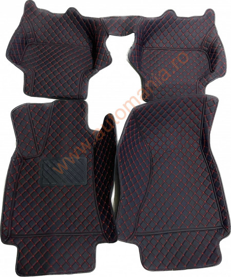 Covorase auto Audi A4 B9 negru cu fir rosu