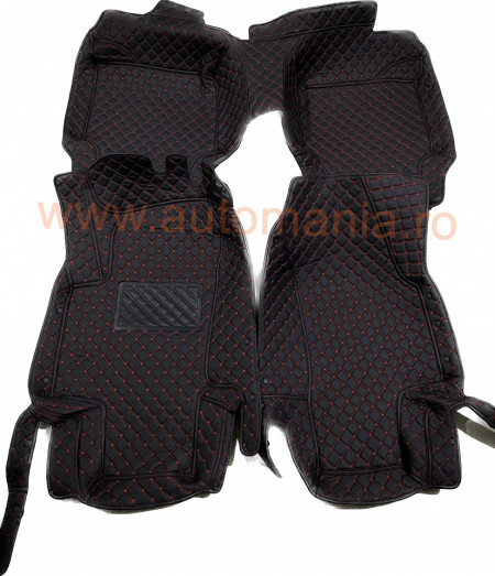 Covorase auto Premium Skoda Kodiaq negru cu fir rosu
