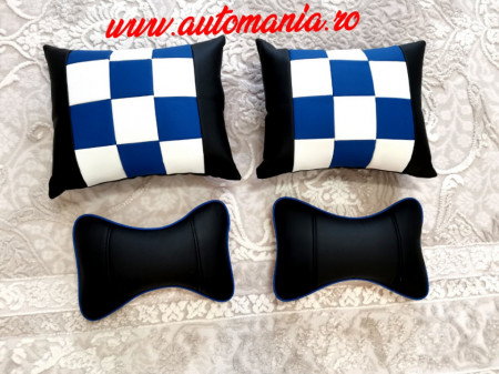 Set 4 Pernute Confort Negru cu Albastru