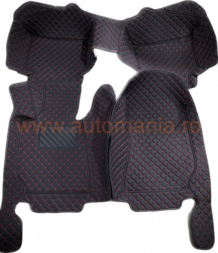 Covorase auto Premium Mercedes Benz C 2008-2013 negru cu fir rosu