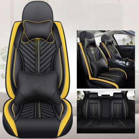 Huse auto Citroen Luxury Negru + Galben / 4 pernute incluse