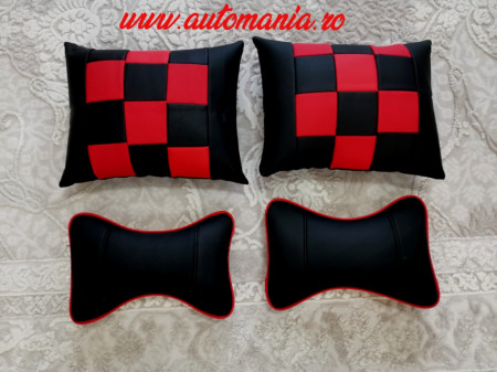 Set 4 Pernute Confort Negru cu Rosu