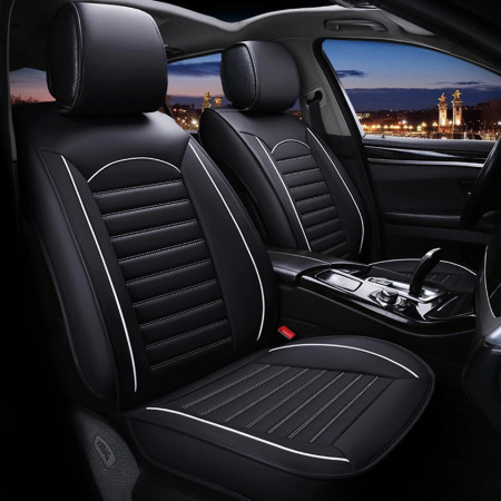 Huse auto Skoda Clasic Negre cu Alb/ Fara Pernute