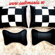 Set 4 Pernute Confort Negru cu Alb