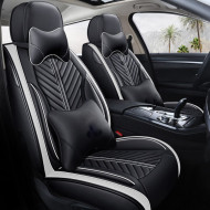 Huse auto Chevrolet Luxury Negru + Alb / 4 pernute incluse