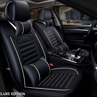 Huse auto SsangYong Clasic Negre cu Alb / 4 pernute incluse