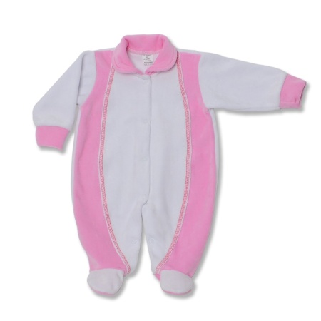 Salopeta bebe din catifea cu roz
