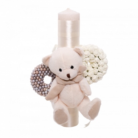 Lumanare botez cu ursulet creme