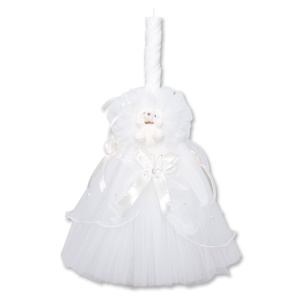 Lumanare crem pentru botez