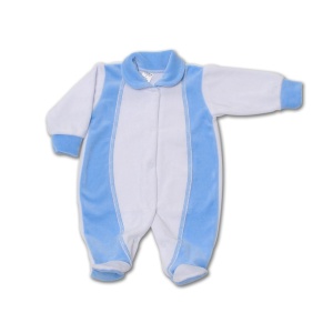 Salopeta bebe din catifea cu bleu