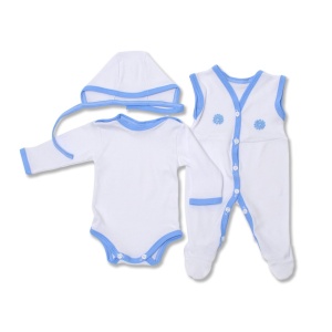 Salopeta cu body si caciula bleu