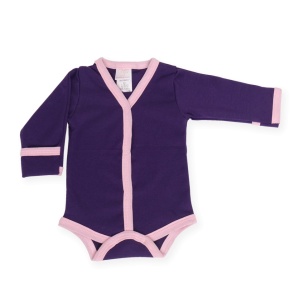 Body violet cu manusi si margini roz