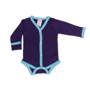 Body violet cu manusi si margini bleu