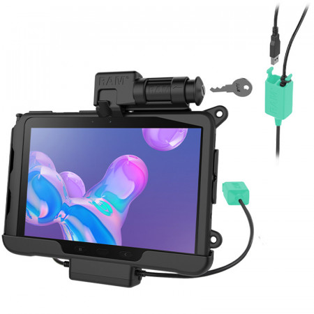 RAM® Skin™ kulcsos zárral rendelkező töltést és dupla adatkapcsolatot biztosító tartó bölcső Samsung Galaxy Tab® Active4 Pro-hoz