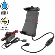 RAM® Quick-Grip™ vezeték nélküli töltővel rendelkező telefontartó motorkerékpáros USB adapterrel