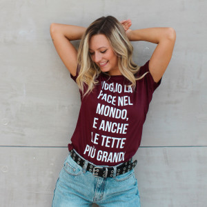 Maglia Donna "Voglio la Pace nel mondo, e anche le Tette più grandi"
