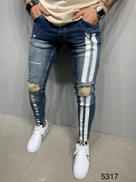 BLUGI SLIM FIT RUPTI STRIPED DARKBLUE COD : BGAS470