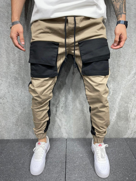 PANTALONI HOINAR BICOLOR BLACK-BEIGE BGAS681(8081)