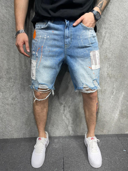 PANTALONI SCURTI DESTROYED SPLASH BLUE PSAS59(8115)