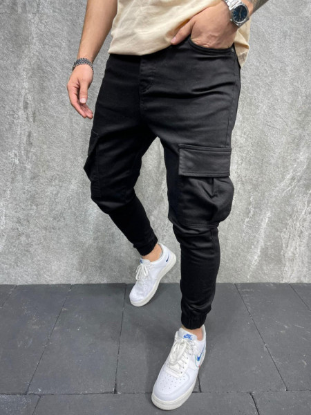 PANTALONI SLIM BUZUNARE BLACK BGAS763(6688)