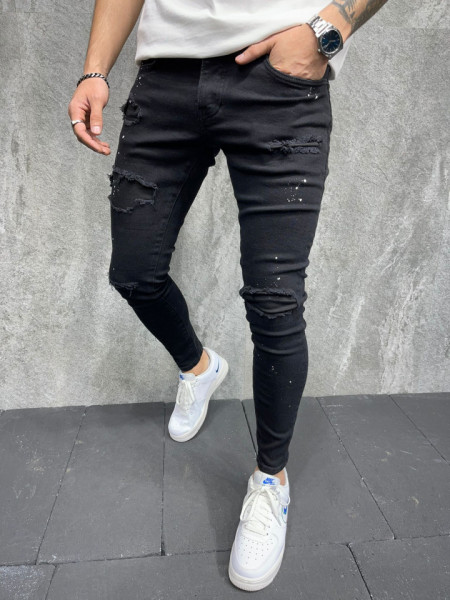 BLUGI SKINNY FIT SPLASH PATCHES BLACK BGAS743(6635)