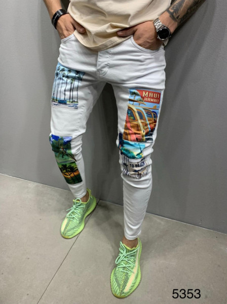 BLUGI SLIM FIT HAWAII WHITE COD : BGAS458