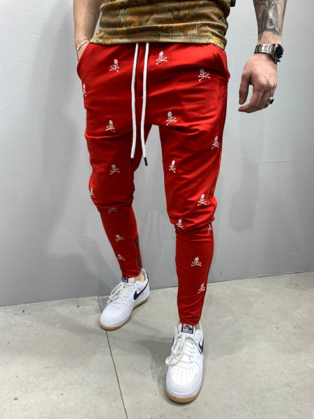 PANTALONI SLIM FIT SKULL RED COD : BGAS443